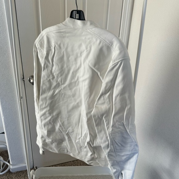 Guess Faux-Leather Moto Jacket, White Sz Large - Picture 4 of 6